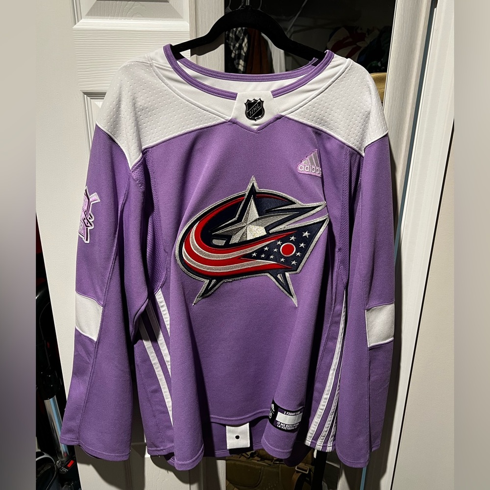 Columbus Blue Jackets Hockey Fights Cancer Jersey XXL